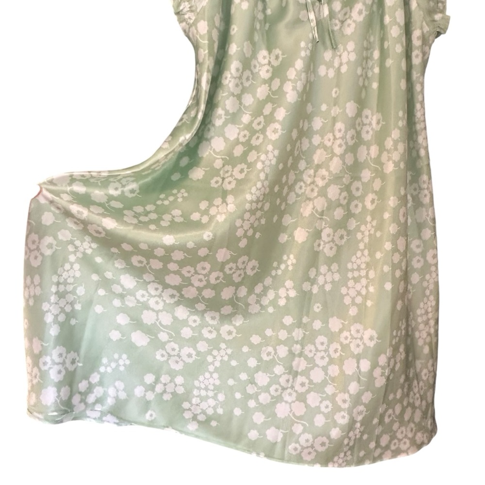 Vintage Oscar De La Renta Green Floral Chemise Satin Mini Slip Dress Large - Picture 4 of 5